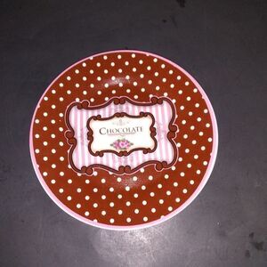 ⬇️⬇️⬇️Trisa Chocolate Polka Dot Dessert Plate 8"